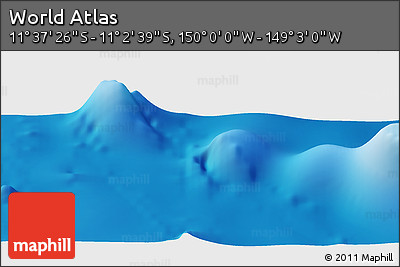 Physical Panoramic Map of the Area around 11° 20' 3" S, 149° 31' 30" W