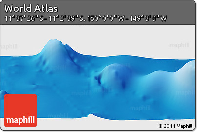 Physical Panoramic Map of the Area around 11° 20' 3" S, 149° 31' 30" W