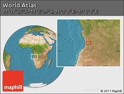 Satellite Location Map of the Area around 11° 20' 3" S, 14° 31' 30" E