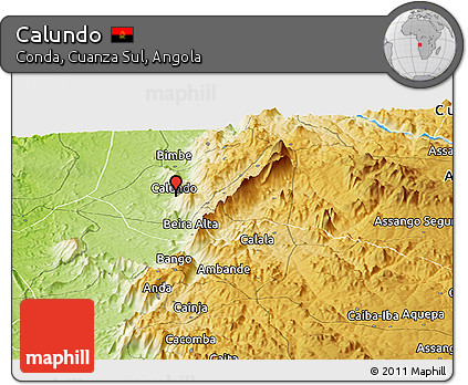 Physical Panoramic Map of Calundo