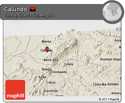 Shaded Relief Panoramic Map of Calundo