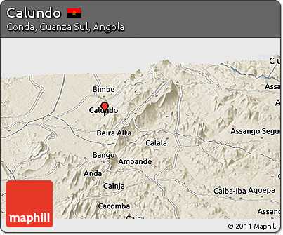 Shaded Relief Panoramic Map of Calundo