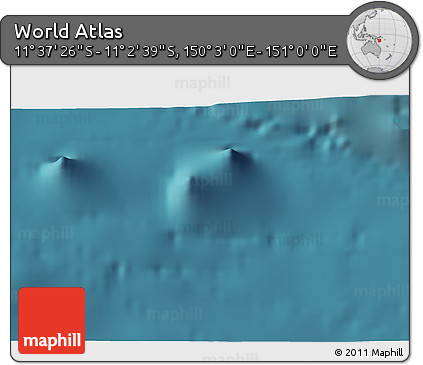 Satellite 3D Map of the Area around 11° 20' 3" S, 150° 31' 30" E