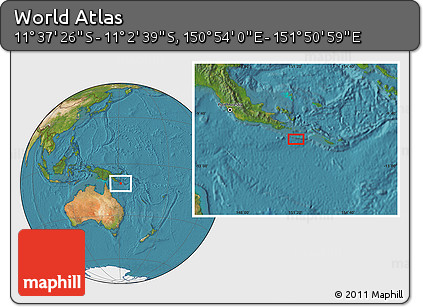 Satellite Location Map of the Area around 11° 20' 3" S, 151° 22' 30" E