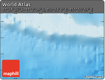 Physical Map of the Area around 11° 20' 3" S, 151° 22' 30" E