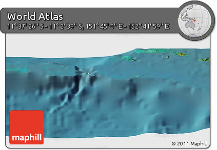 Satellite Panoramic Map of the Area around 11° 20' 3" S, 152° 13' 29" E