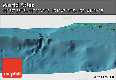 Satellite Panoramic Map of the Area around 11° 20' 3" S, 152° 13' 29" E