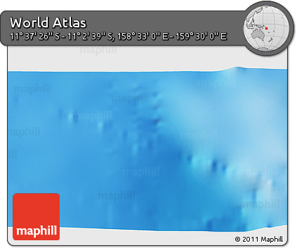 Shaded Relief 3D Map of the Area around 11° 20' 3" S, 159° 1' 30" E