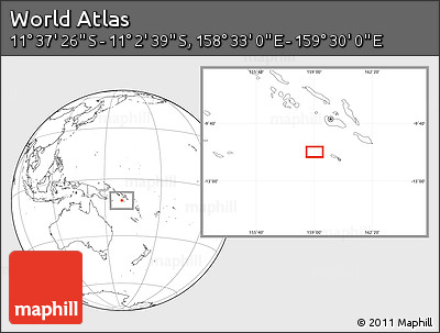Blank Location Map of the Area around 11° 20' 3" S, 159° 1' 30" E