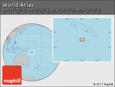 Gray Location Map of the Area around 11° 20' 3" S, 159° 1' 30" E