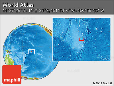 Physical Location Map of the Area around 11° 20' 3" S, 161° 25' 30" W