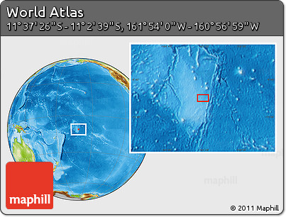 Physical Location Map of the Area around 11° 20' 3" S, 161° 25' 30" W