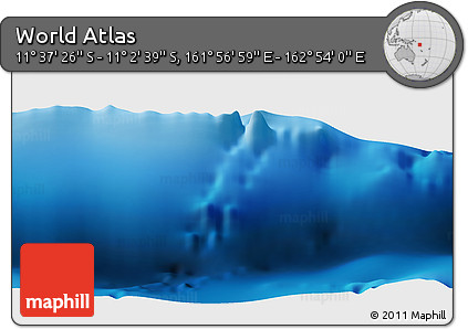 Physical Panoramic Map of the Area around 11° 20' 3" S, 162° 25' 30" E