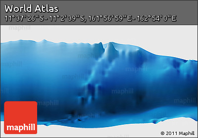 Physical Panoramic Map of the Area around 11° 20' 3" S, 162° 25' 30" E