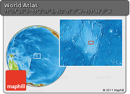 Physical Location Map of the Area around 11° 20' 3" S, 162° 16' 30" W
