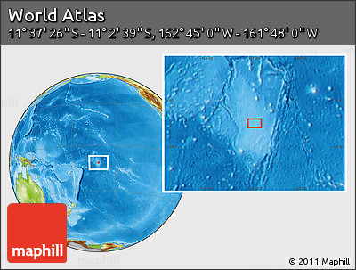 Physical Location Map of the Area around 11° 20' 3" S, 162° 16' 30" W
