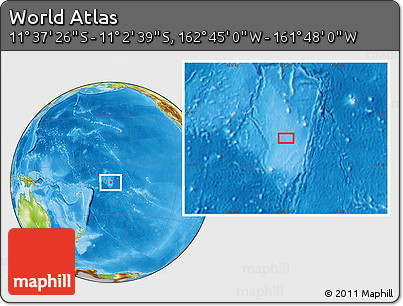 Physical Location Map of the Area around 11° 20' 3" S, 162° 16' 30" W