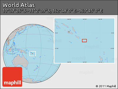 Gray Location Map of the Area around 11° 20' 3" S, 163° 16' 30" E