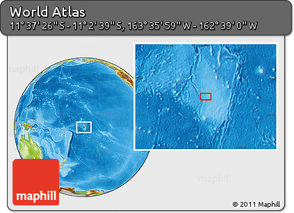 Physical Location Map of the Area around 11° 20' 3" S, 163° 7' 30" W