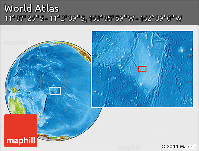 Physical Location Map of the Area around 11° 20' 3" S, 163° 7' 30" W