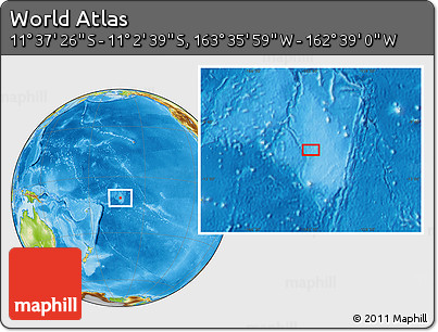 Physical Location Map of the Area around 11° 20' 3" S, 163° 7' 30" W