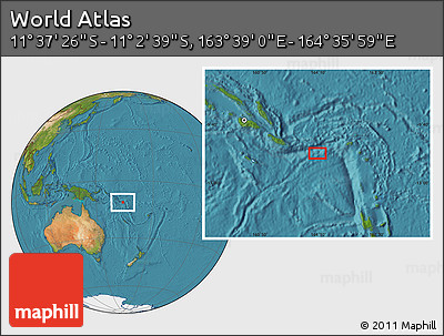 Satellite Location Map of the Area around 11° 20' 3" S, 164° 7' 30" E