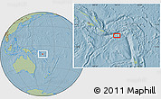 Savanna Style Location Map of the area around 11° 20' 3" S, 164° 7' 30" E, hill shading