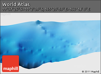 Physical Panoramic Map of the Area around 11° 20' 3" S, 165° 49' 29" E