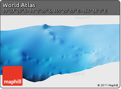 Physical Panoramic Map of the Area around 11° 20' 3" S, 165° 49' 29" E