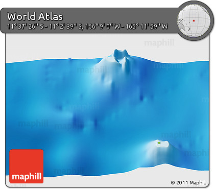 Physical 3D Map of the Area around 11° 20' 3" S, 165° 40' 30" W