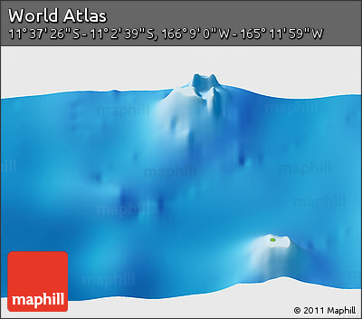 Physical 3D Map of the Area around 11° 20' 3" S, 165° 40' 30" W