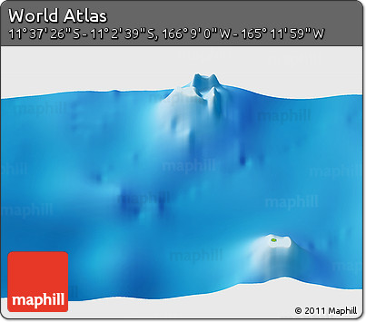 Physical 3D Map of the Area around 11° 20' 3" S, 165° 40' 30" W