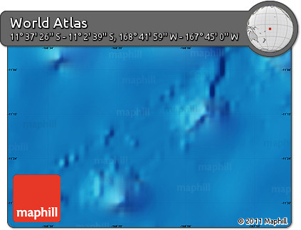 Shaded Relief Map of the Area around 11° 20' 3" S, 168° 13' 29" W