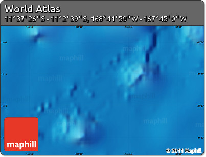 Shaded Relief Map of the Area around 11° 20' 3" S, 168° 13' 29" W