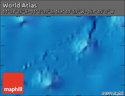 Shaded Relief Map of the Area around 11° 20' 3" S, 168° 13' 29" W