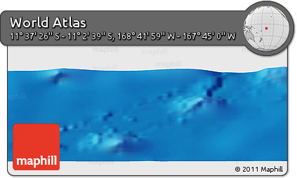 Physical Panoramic Map of the Area around 11° 20' 3" S, 168° 13' 29" W