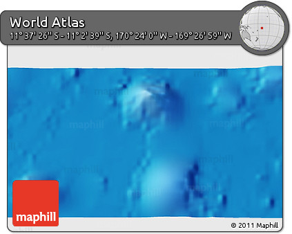 Physical 3D Map of the Area around 11° 20' 3" S, 169° 55' 30" W