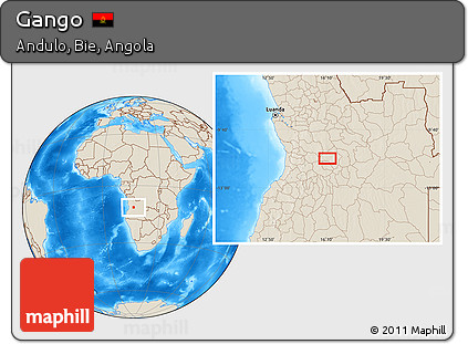 Shaded Relief Location Map of Gango