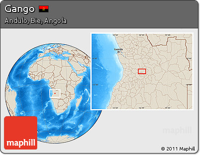 Shaded Relief Location Map of Gango