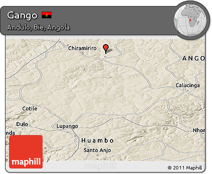 Shaded Relief Panoramic Map of Gango