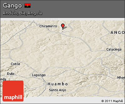 Shaded Relief Panoramic Map of Gango
