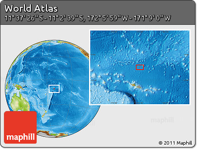 Physical Location Map of the Area around 11° 20' 3" S, 171° 37' 30" W
