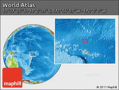 Physical Location Map of the Area around 11° 20' 3" S, 172° 28' 29" W