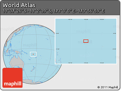 Gray Location Map of the Area around 11° 20' 3" S, 173° 28' 29" E
