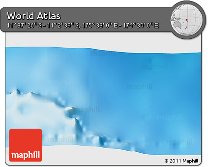 Shaded Relief 3D Map of the Area around 11° 20' 3" S, 176° 1' 30" E