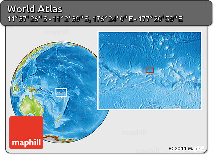 Physical Location Map of the Area around 11° 20' 3" S, 176° 52' 30" E