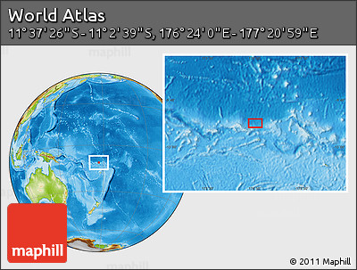 Physical Location Map of the Area around 11° 20' 3" S, 176° 52' 30" E