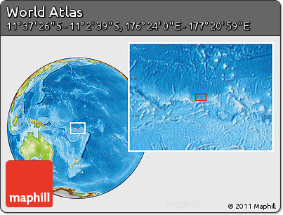 Physical Location Map of the Area around 11° 20' 3" S, 176° 52' 30" E