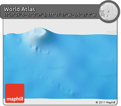 Physical 3D Map of the Area around 11° 20' 3" S, 176° 43' 29" W