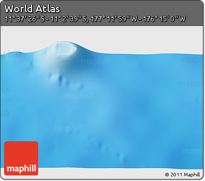 Physical 3D Map of the Area around 11° 20' 3" S, 176° 43' 29" W